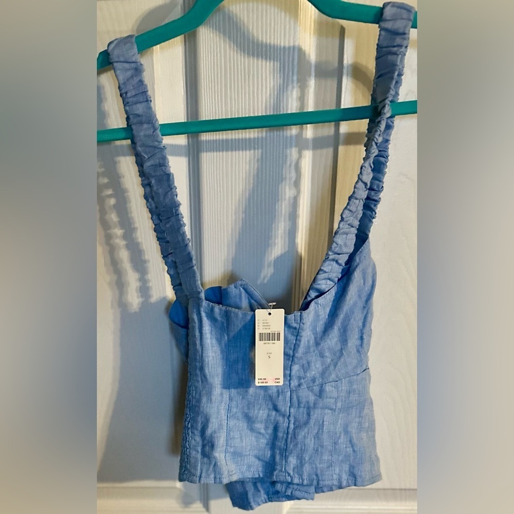‼️RARE‼️🎸ANTHROPOLOGIE🎸🔥NWT🔥Utility Linen Corset Top in Blue— S - Picture 12 of 14
